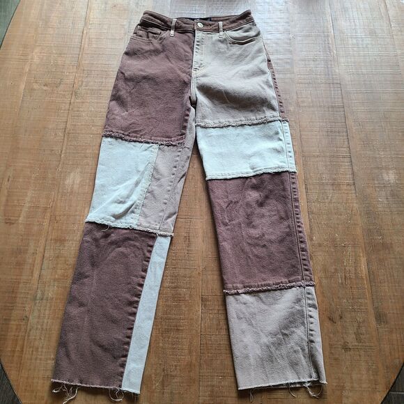 Hollister Womens Brown Color Block Dad Jeans Ultra High Rise 27x31 Size 5R - Picture 1 of 7